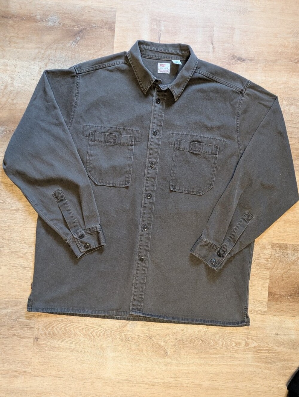 Vintage Levi's Dry Goods Men's Button-Down Denim Shirt in Charcoal Gray XL